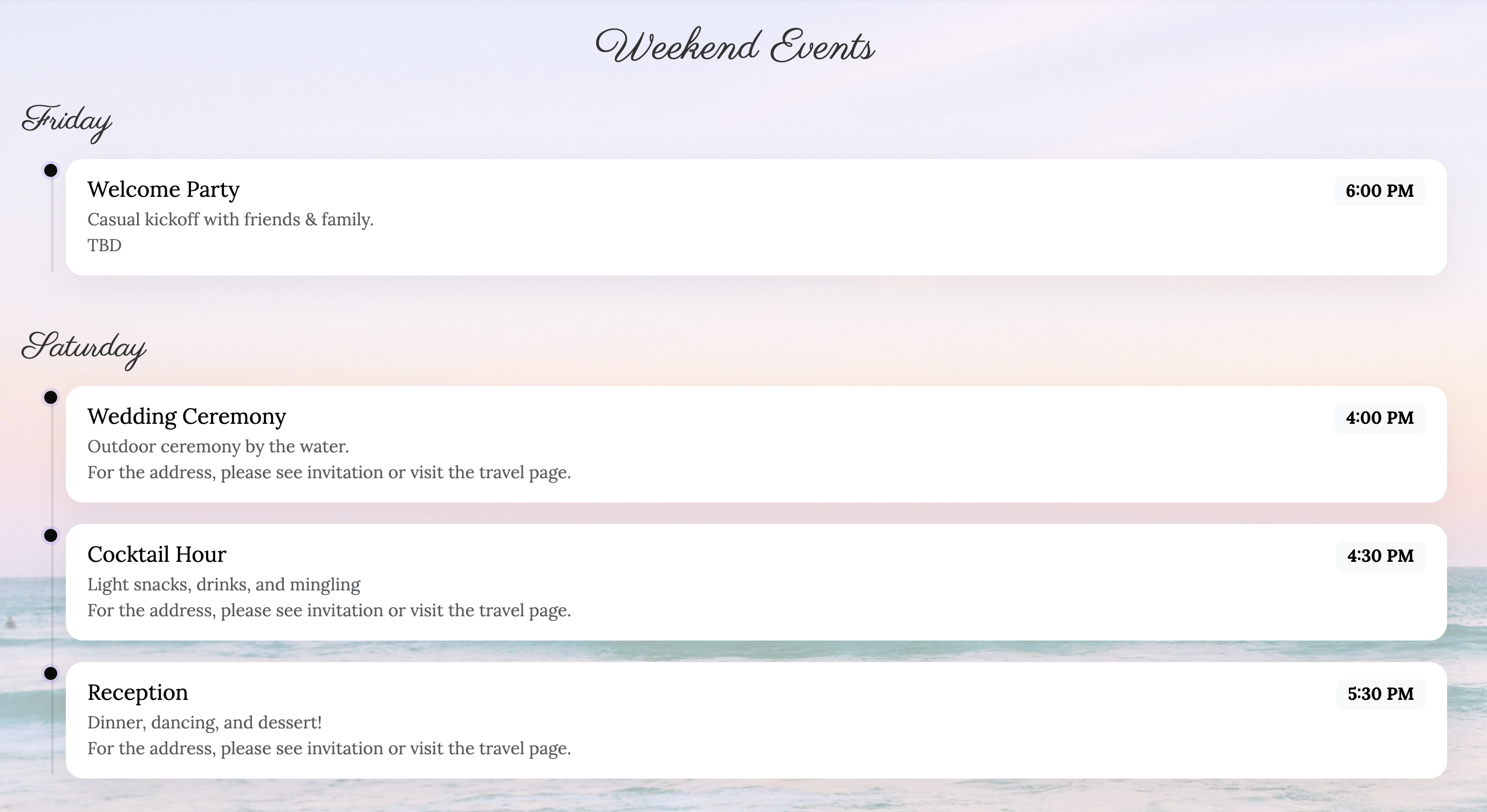 Events Page