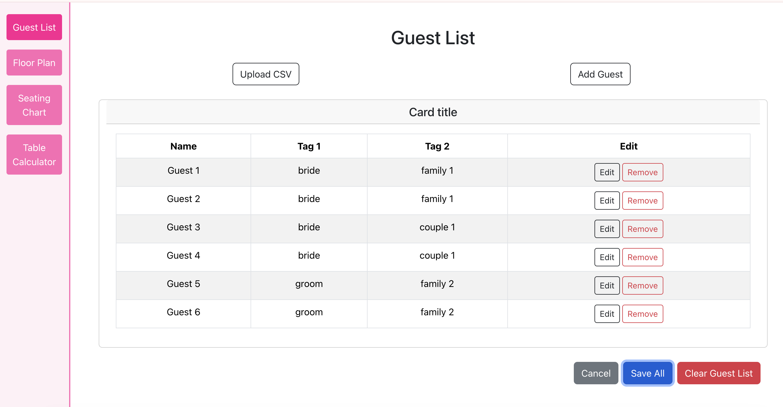 Wedding Planner Guest List 1